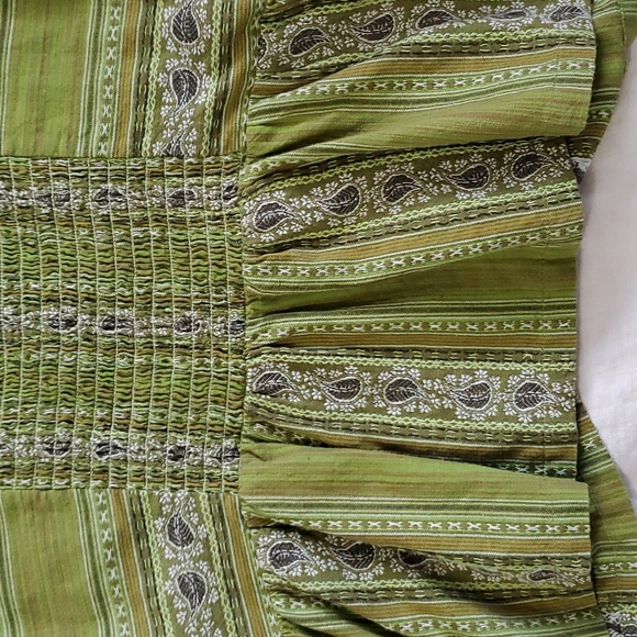 Prana Green Embroidered Tank Top | W's S | Ruffle Bottom, Cropped, Side Zip | - Picture 8 of 9